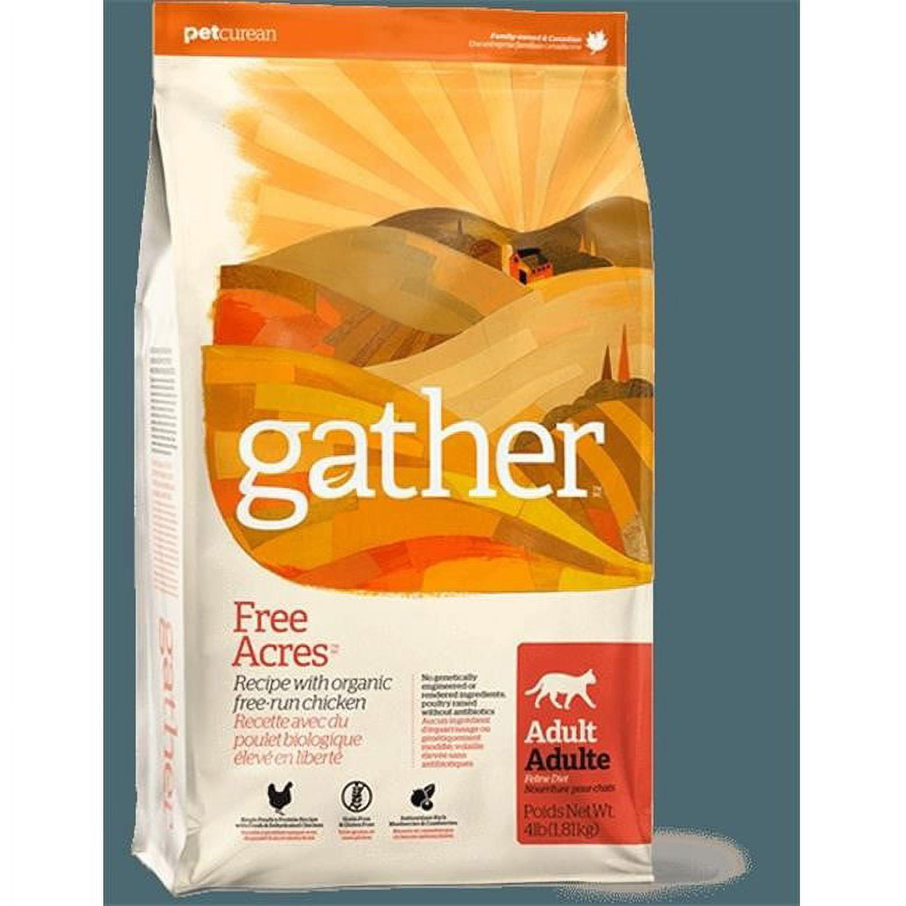 Petcurean Gather Free Acres Organic Free-Run Chicken Dry Cat Food, 8 Lb