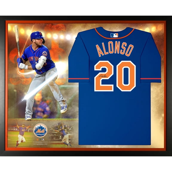 Pete Alonso New York Mets Framed Autographed Blue Nike Replica Jersey Collage
