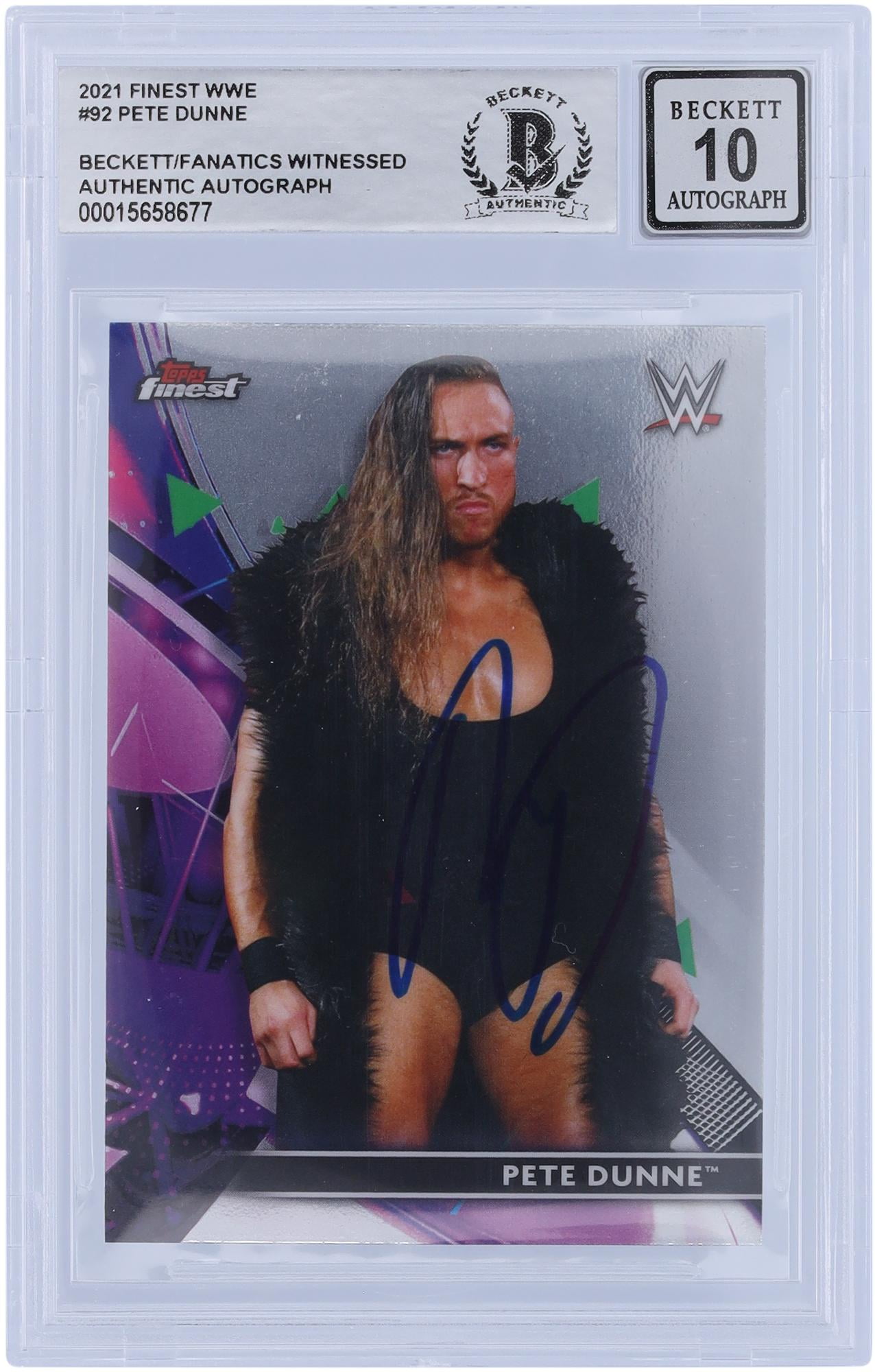 Pete Dunne WWE Autographed 2021 Topps Finest #92 Beckett Fanatics Witnessed Authenticated 10 Card - Fanatics Authentic Certified