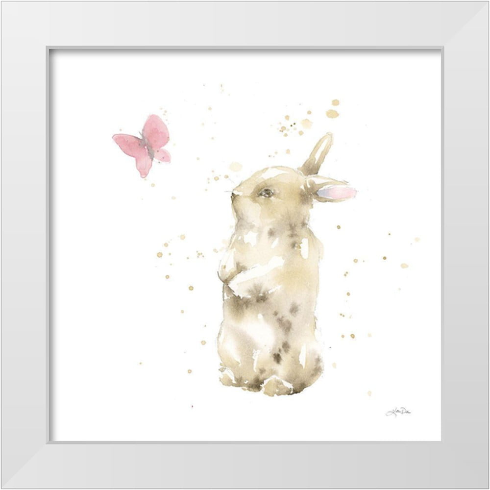 Dreaming Bunny III 12x12 White Wood Framed Canvas Art