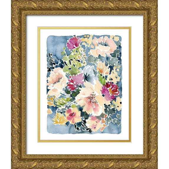 Pete, Katrina 12x14 Gold Ornate Wood Framed with Double Matting Museum Art Print Titled - Peony Delights