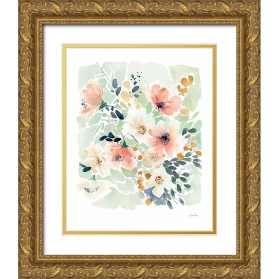 Pete, Katrina 12x14 Gold Ornate Wood Framed with Double Matting Museum Art Print Titled - Spring Florals