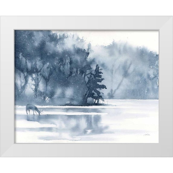 Pete, Katrina 14x12 White Modern Wood Framed Museum Art Print Titled - Winter Lake