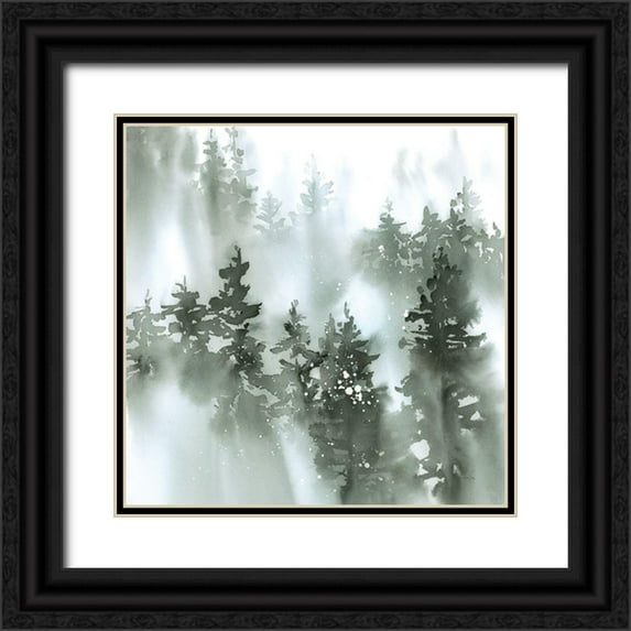 Pete, Katrina 15x15 Black Ornate Wood Framed with Double Matting Museum Art Print Titled - Misty Forest I Green