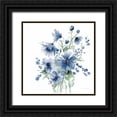 thumbnail image 1 of Pete, Katrina 15x15 Black Ornate Wood Framed with Double Matting Museum Art Print Titled - Secret Garden Bouquet I Blue, 1 of 4
