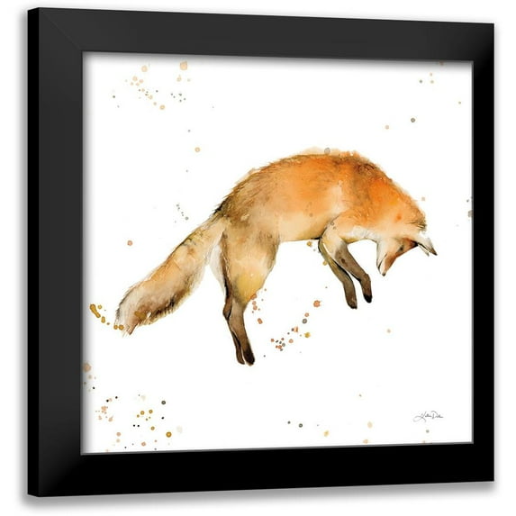 Pete, Katrina 20x20 Black Modern Framed Museum Art Print Titled - Jumping Fox