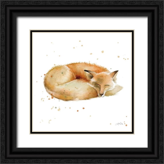 Pete, Katrina 20x20 Black Ornate Wood Framed with Double Matting Museum Art Print Titled - Sleeping Fox