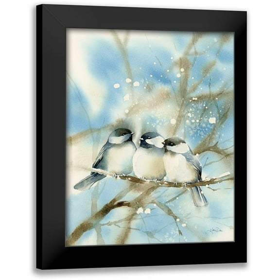 Pete, Katrina 20x24 Black Modern Framed Museum Art Print Titled - Three Chickadees
