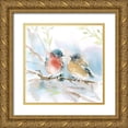 thumbnail image 1 of Pete, Katrina 26x26 Gold Ornate Wood Framed with Double Matting Museum Art Print Titled - Bluebird Pair in Spring, 1 of 4
