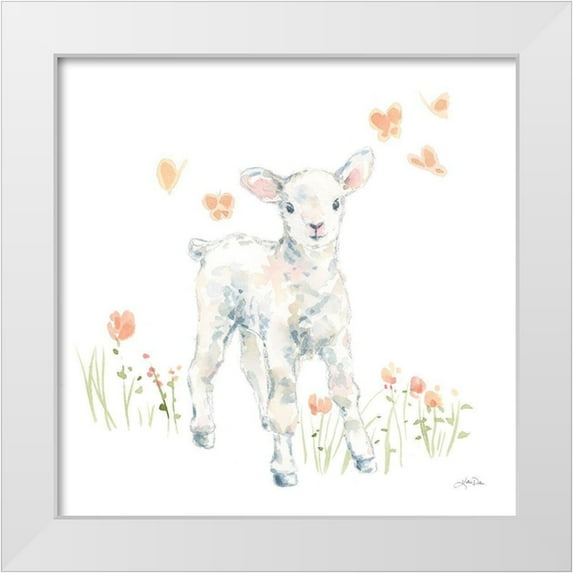 Pete, Katrina 26x26 White Modern Wood Framed Museum Art Print Titled - Spring Lambs I
