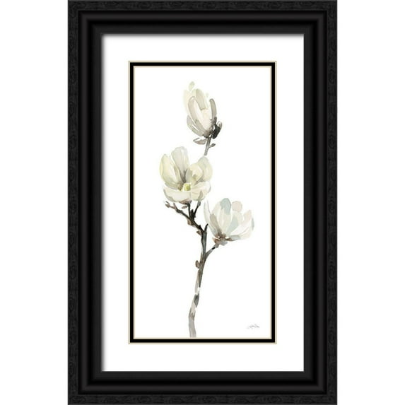 Pete, Katrina 9x14 Black Ornate Wood Framed with Double Matting Museum Art Print Titled - White Magnolia I