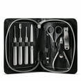 thumbnail image 1 of Pete & Pedro Men's 8-Piece Stainless Steel Professional Manicure Set For Men & Women | Nail Clippers, File, Cuticle Care, Scissors | Leather Travel Case, Pedicure, Grooming Kit | As Seen on Shark Tank, 1 of 5