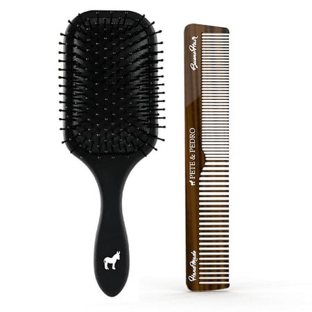 Pete & Pedro Paddle Detangle Hair Brush & Comb Set For Men & Women