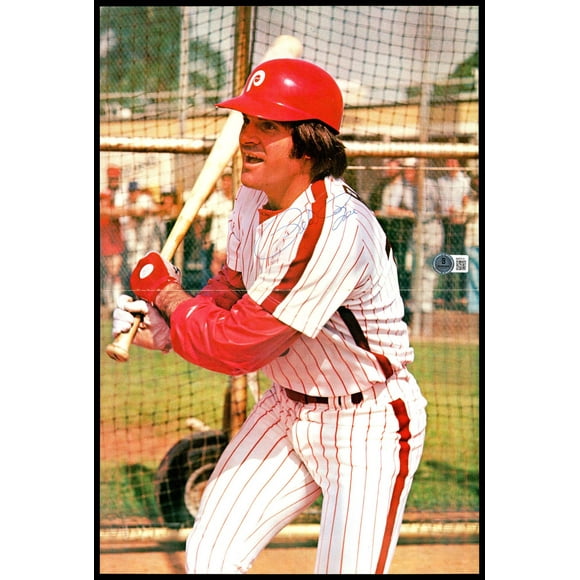 Pete Rose Autographed 11x16 Poster Philadelphia Phillies Beckett BAS QR #BM37314