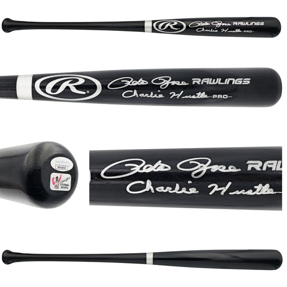 Pete Rose Autographed Black Rawlings Pro Baseball Bat Cincinnati Reds "Charlie Hustle" JSA 228087