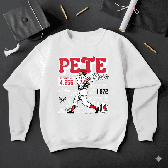 Pete Rose Career Stats Baseball Legend Sports Fan Graphic Sweatshirt V50035, up to size 5XL