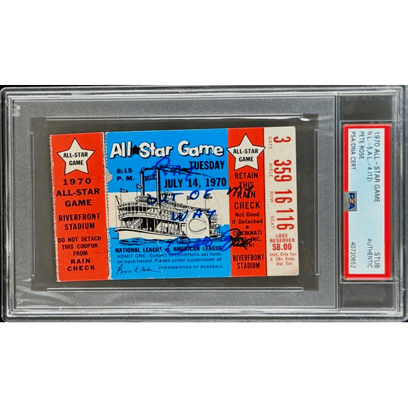 Pete Rose Signed 1970 MLB All Star Game Ticket Stub PSA/DNA Ray Out of My Way A