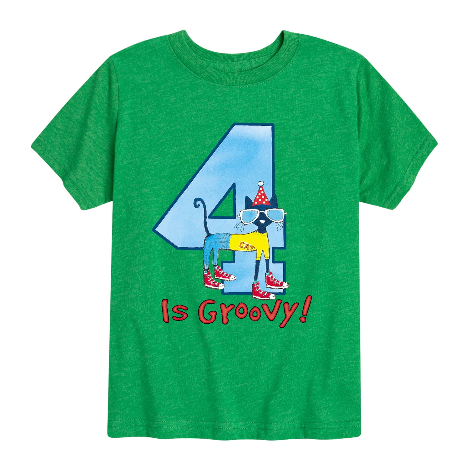 Pete The Cat 4th Birthday Boys Toddler Short Sleeve Graphic TShirt