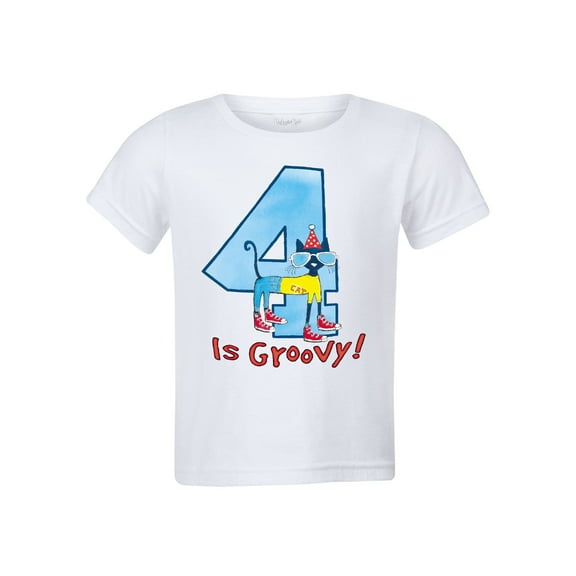 Pete The Cat - 4th Birthday Boys - Toddler Short Sleeve Graphic T-Shirt