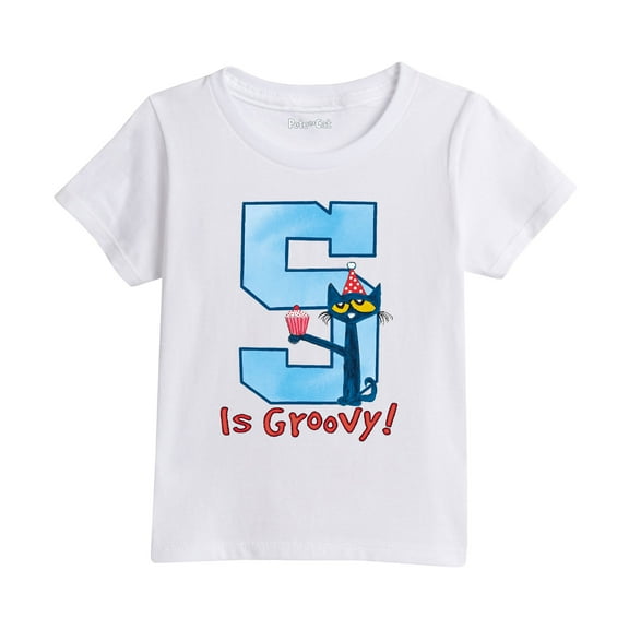 Pete The Cat - 5Th Birthday Boys - Toddler Short Sleeve Graphic T-Shirt