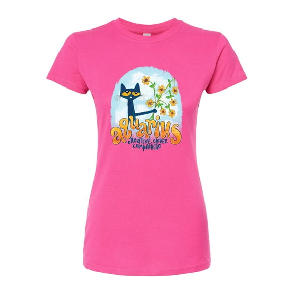 Pete The Cat - Aquarius - Juniors Fitted Graphic T-Shirt