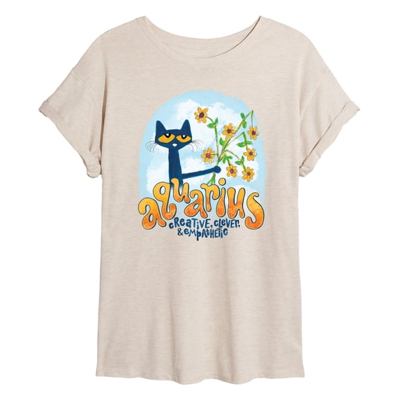 Pete The Cat - Aquarius - Women's Oversized Graphic T-Shirt
