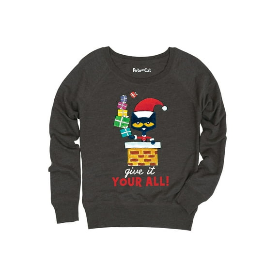 Pete The Cat - At Christmas We Give It Our All! - Women's French Terry Lightweight Long Sleeve Shirt