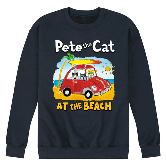 Pete The Cat - At The Beach - Men's Crew Neck Fleece Pullover