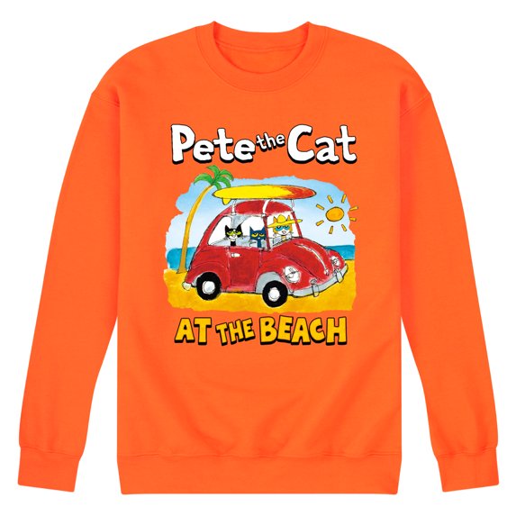 Pete The Cat - At The Beach - Men's Crew Neck Fleece Pullover