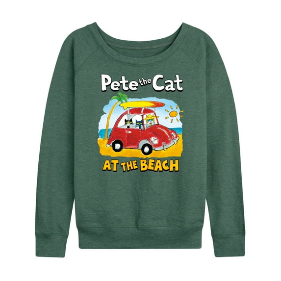 Pete The Cat - At The Beach - Women's Lightweight French Terry Long Sleeve Shirt