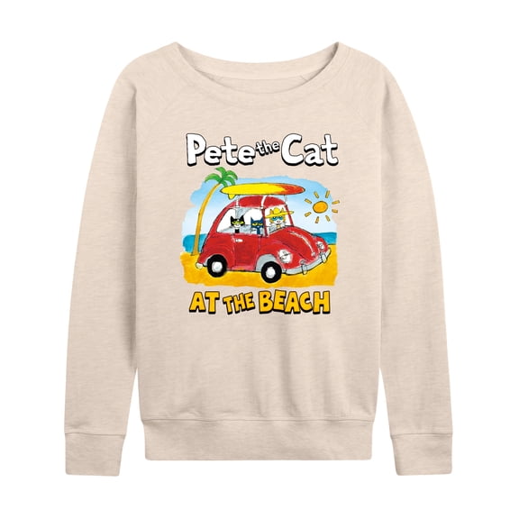 Pete The Cat - At The Beach - Women's Lightweight French Terry Long Sleeve Shirt