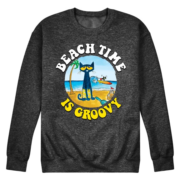 Pete The Cat - Beach Time Is Groovy - Men's Crew Neck Fleece Pullover