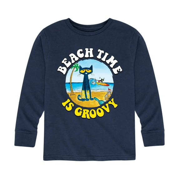 Pete The Cat - Beach Time Is Groovy - Toddler And Youth Long Sleeve Graphic T-Shirt