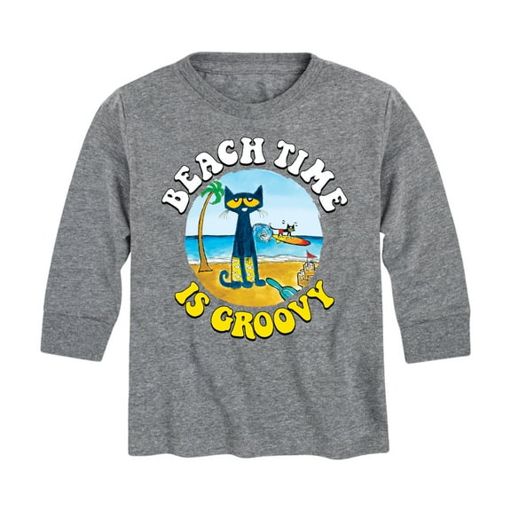 Pete The Cat - Beach Time Is Groovy - Toddler And Youth Long Sleeve Graphic T-Shirt
