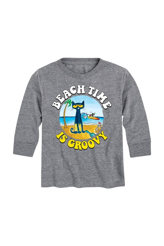 - Beach Time Is Groovy - Toddler And Youth Long Sleeve Graphic T-Shirt