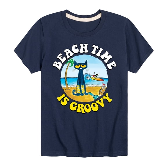 Pete The Cat - Beach Time Is Groovy - Toddler And Youth Short Sleeve Graphic T-Shirt