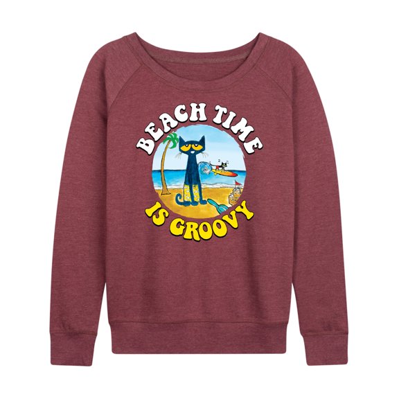 Pete The Cat - Beach Time Is Groovy - Women's Lightweight French Terry Long Sleeve Shirt