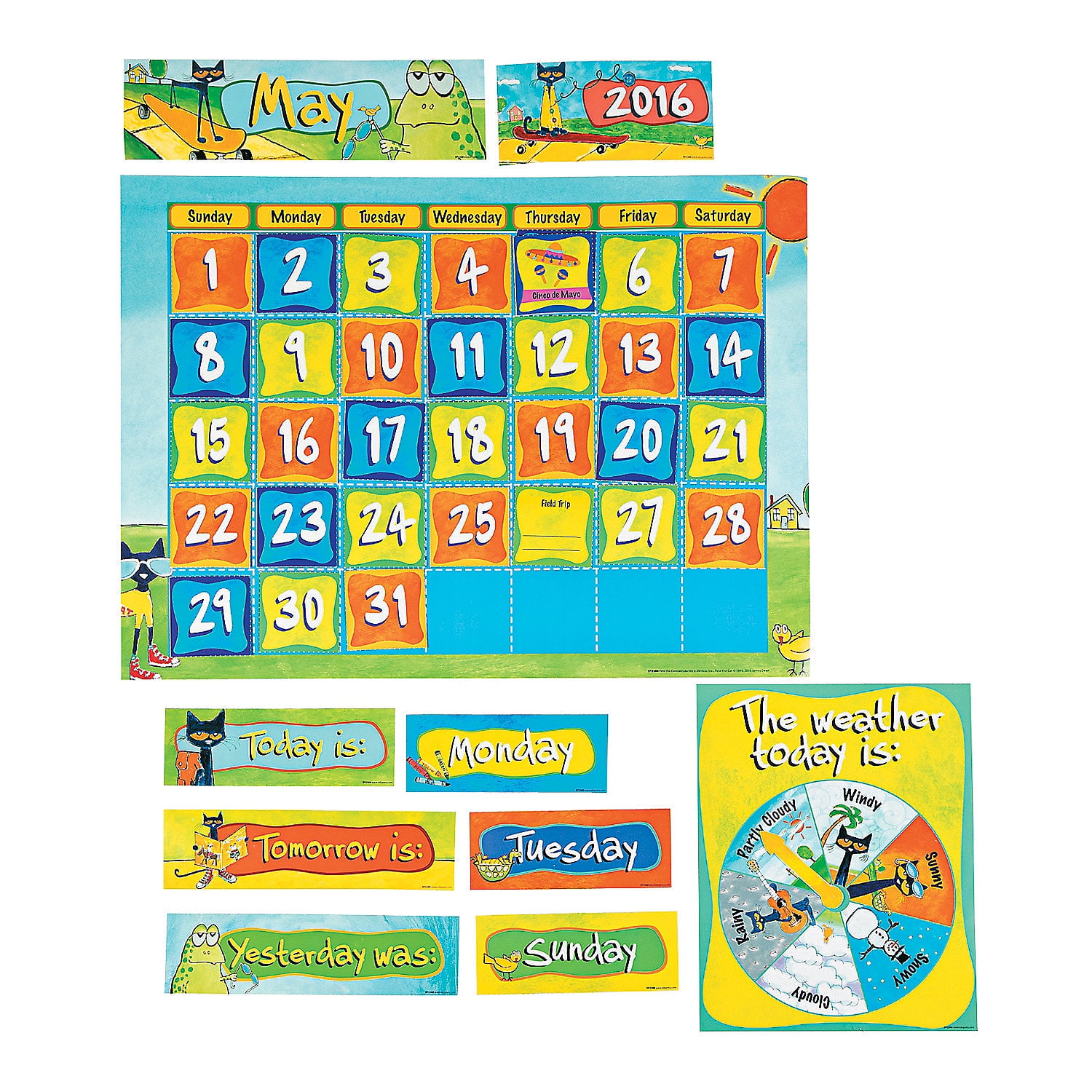 Pete The Cat Bulletin Board Calendar Set Educational 49 Pieces