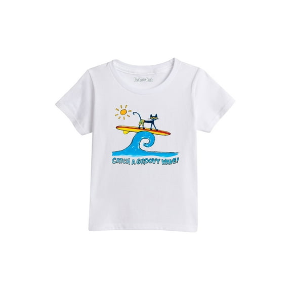Pete The Cat - Catch A Groovy Wave - Toddler Short Sleeve Graphic T-Shirt