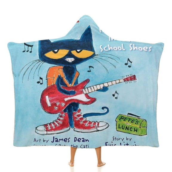Pete The Cat Cloak Hooded Blankets Soft Wearable Blanket Cozy Plush Warm Blanket Wrap Blanket