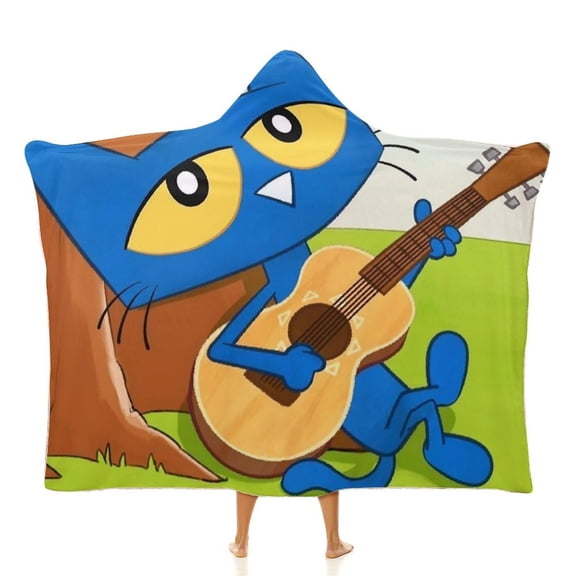 Pete The Cat Cloak Hooded Blankets Soft Wearable Blanket Cozy Plush Warm Blanket Wrap Blanket