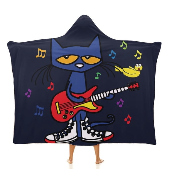 Pete The Cat Cloak Hooded Blankets Soft Wearable Blanket Cozy Plush Warm Blanket Wrap Blanket