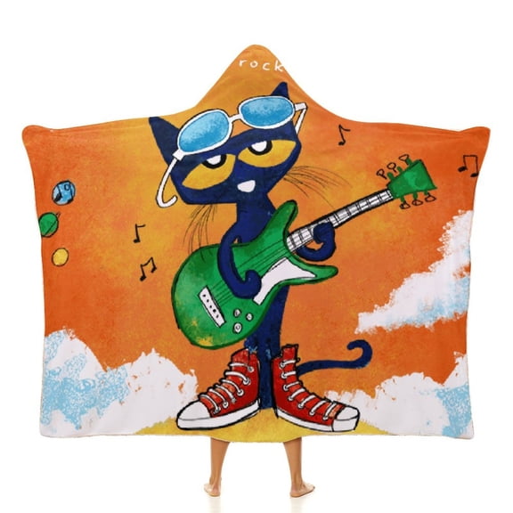 Pete The Cat Cloak Hooded Blankets Soft Wearable Blanket Cozy Plush Warm Blanket Wrap Blanket
