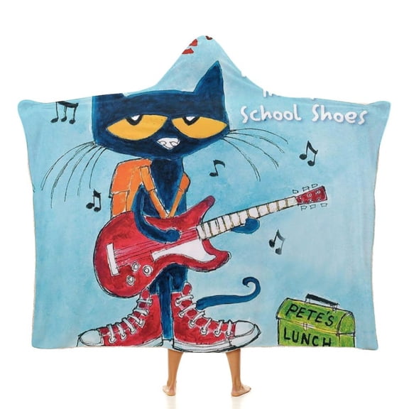 Pete The Cat Cloak Hooded Blankets Soft Wearable Blanket Cozy Plush Warm Blanket Wrap Blanket