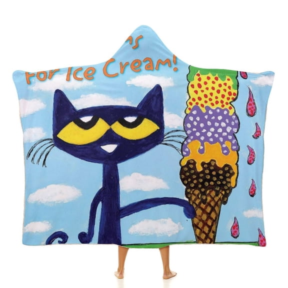 Pete The Cat Cloak Hooded Blankets Soft Wearable Blanket Cozy Plush Warm Blanket Wrap Blanket