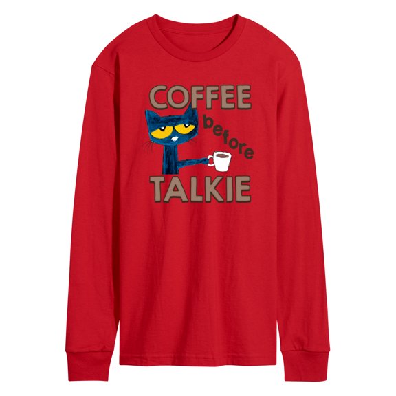 Pete The Cat - Coffee Before Talkie - Men's Long Sleeve Graphic T-Shirt