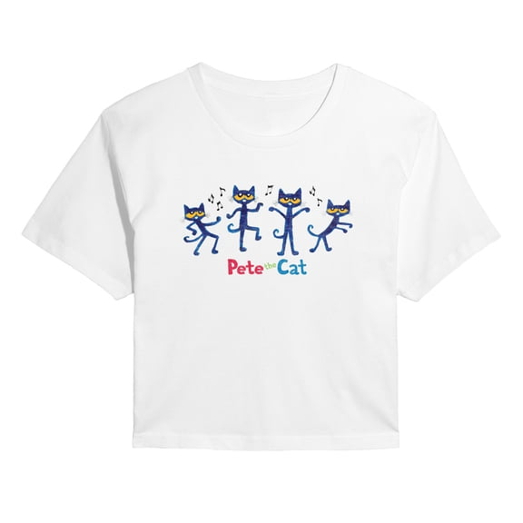 Pete The Cat - Dance - Juniors Cropped Graphic T-Shirt
