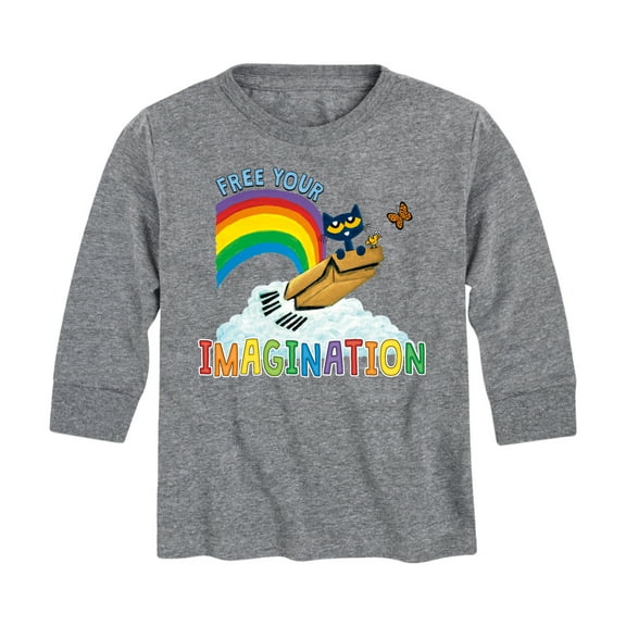 Pete The Cat - Flying Box Free Your Imagination - Toddler And Youth Long Sleeve Graphic T-Shirt