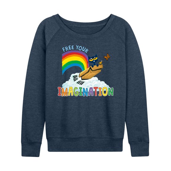 Pete The Cat - Flying Box Free Your Imagination - Women's Lightweight French Terry Long Sleeve Shirt