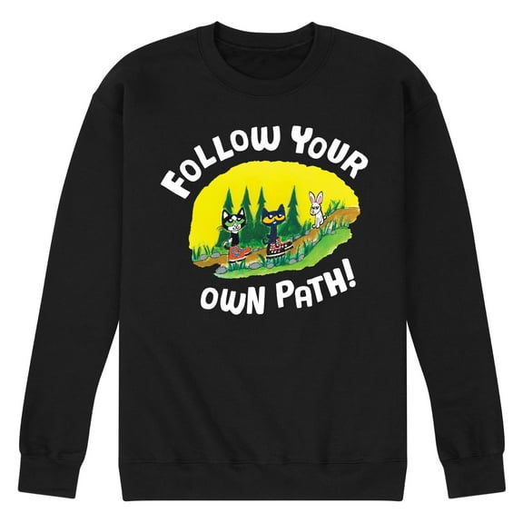 Pete The Cat - Follow Your Own Path - Men's Crew Neck Fleece Pullover